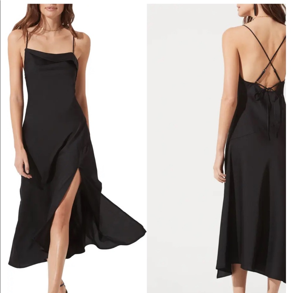 Slip midi dress black